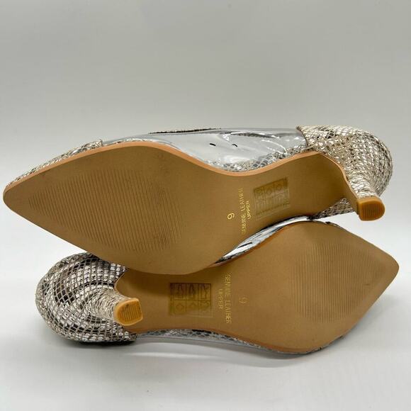 Journee Women 9 Gray Genuine Leather Gabbie Snake‎ Embossed Pointed Toe Pump - Picture 12 of 14